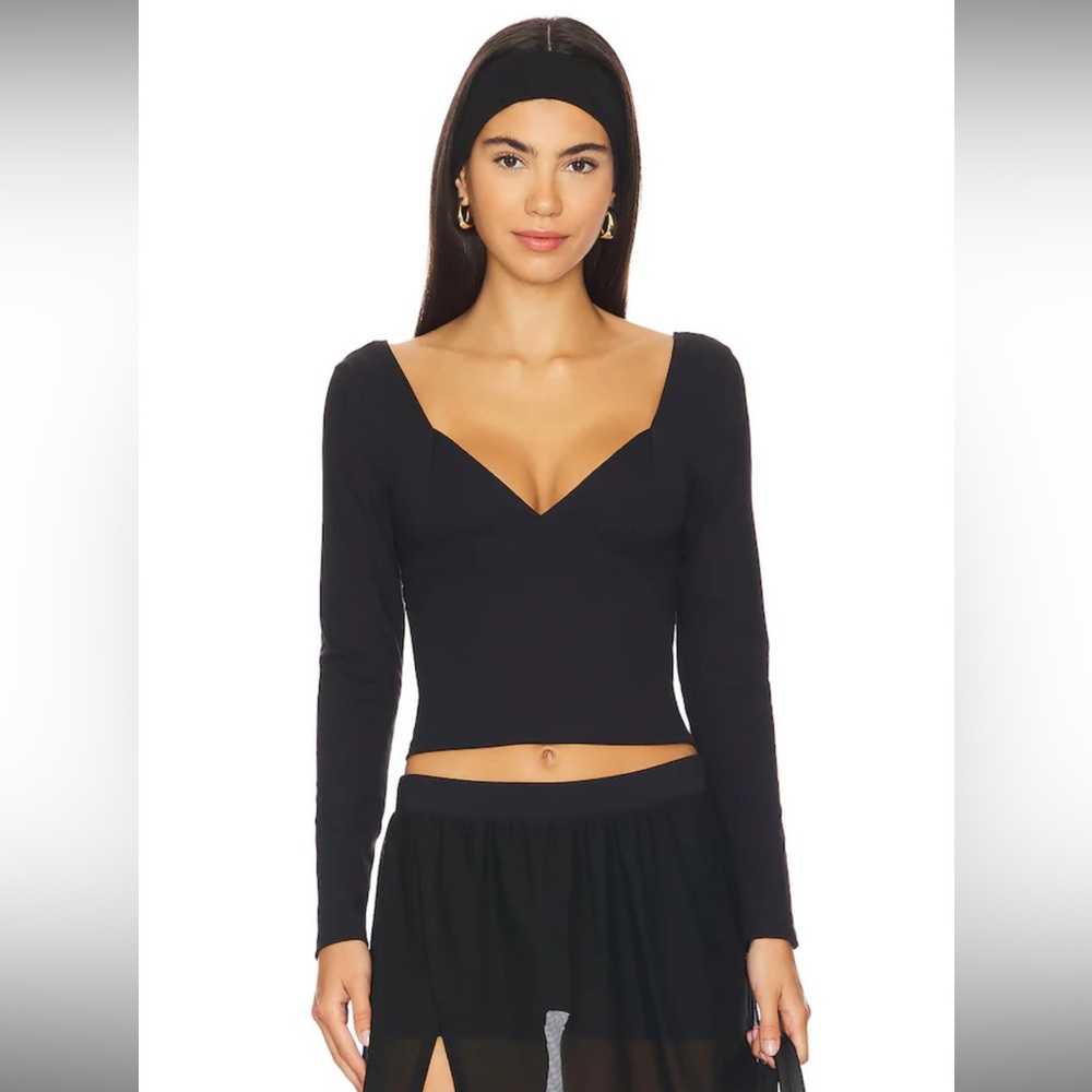 Free People Duo Corset Long Sleeve Cami In Black